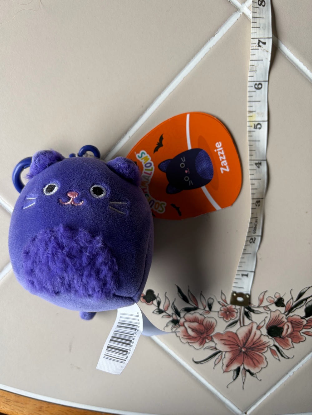 Squishmallows Purple Cat Keychain Plush - Zazzie